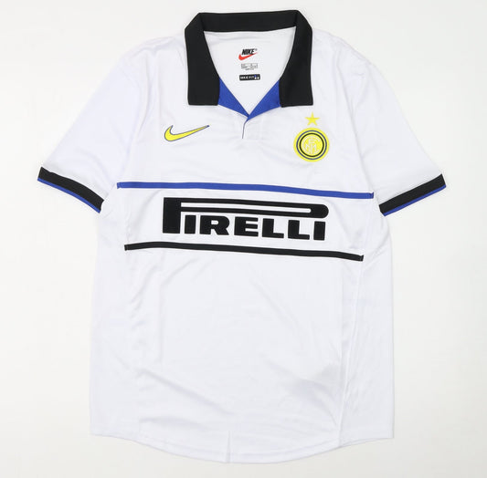Nike Men's White Inter Milan Polo Football Jersey Shirt M