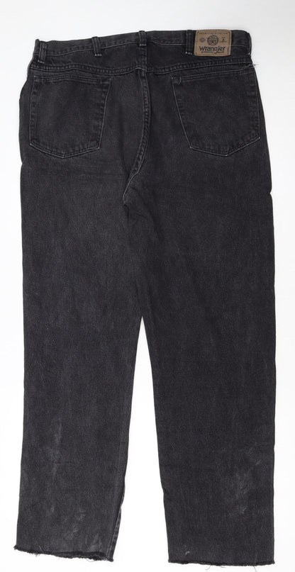 Wrangler Mens Black Straight Leg Denim Jeans 38x34 Vintage Regular Fit