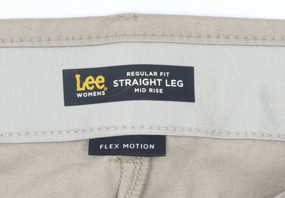 Lee Womens Beige Straight Leg Mid Rise Trousers Size 22 Stretch