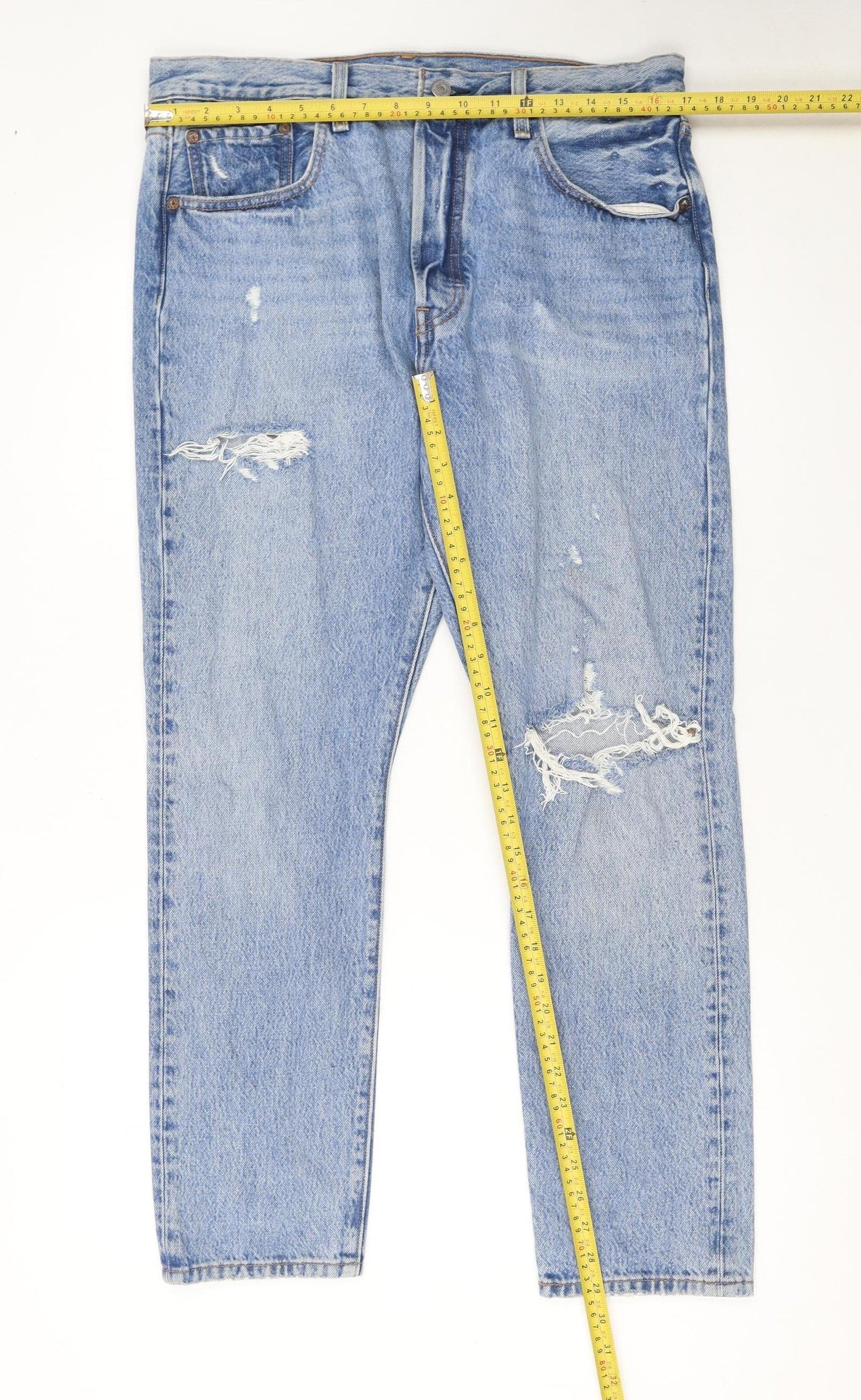 Levi’s 501 S Women Blue Distressed Straight Denim Jeans W32 L28