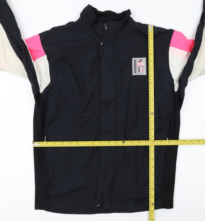 Nike Womens Black Pink Windbreaker Jacket Size L Reflective Panels