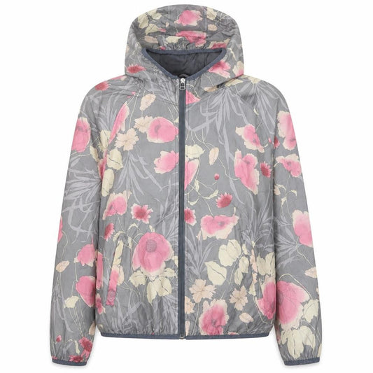 Miss London Womens Grey Floral Hooded Rain Jacket XL