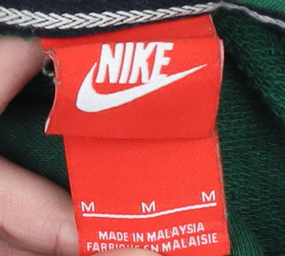 Nike Women’s Green Pullover Hoodie Medium Logo Print Sportswear