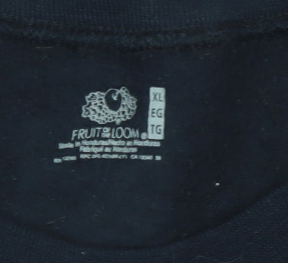 Fruit of the Loom Men's Black XL Crew Neck Pullover Sweatshirt