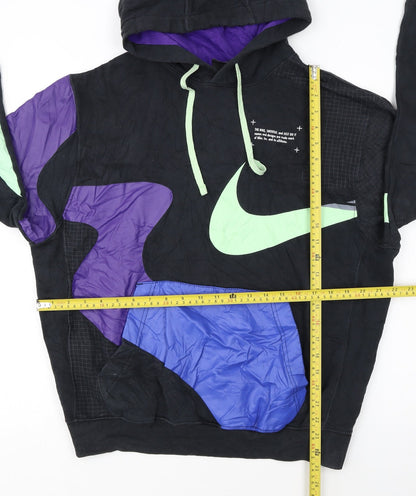 Nike Women's Black Multicoloured Patchwork Pullover Hoodie M