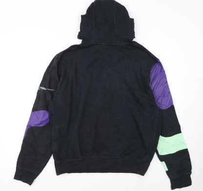 Nike Women's Black Multicoloured Patchwork Pullover Hoodie M