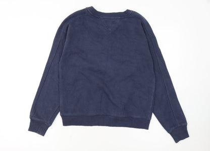 Tommy Hilfiger Girls Navy Blue Pullover Sweatshirt Size 164 Cotton Blend