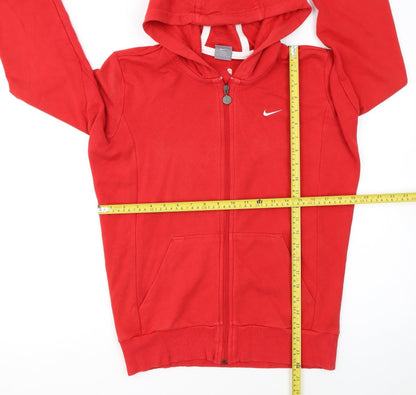 Nike Womens Red Full Zip Hoodie L 14/16 Sports Casual Sweatshirt