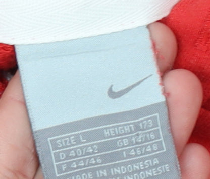 Nike Womens Red Full Zip Hoodie L 14/16 Sports Casual Sweatshirt