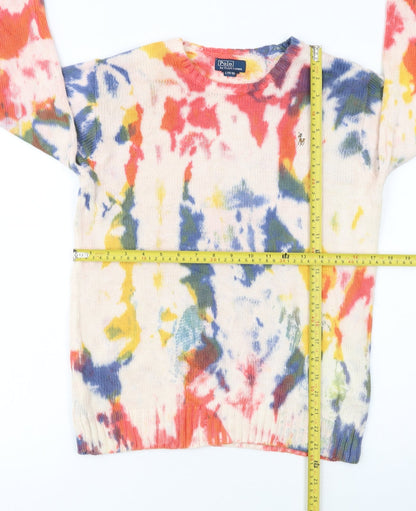 Ralph Lauren Girls Multicoloured Tie-Dye Cotton Pullover Jumper Size 14-16 L