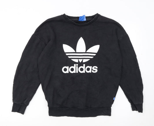 Adidas Womens Black Size 6 Crew Neck Pullover Sweatshirt