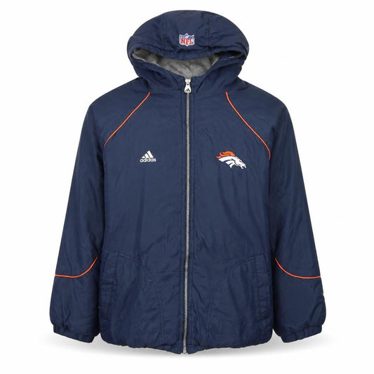 Front view of Adidas boys’ blue nfl team track jacket 14 years hooded full zip