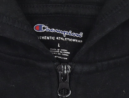 Champion Boys Black Full Zip Hoodie Size L Cotton Blend Athleticwear
