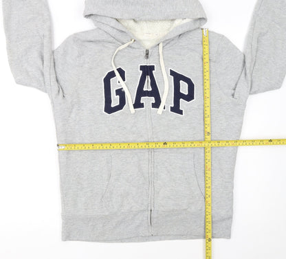 GAP Women Grey Full Zip Hoodie Lined L Grey Cotton Blend Casual
