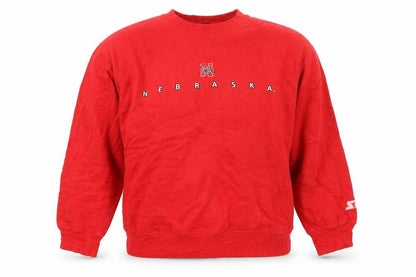Starter Team Nebraska Red Crew Neck Sweatshirt Women L Cotton Blend