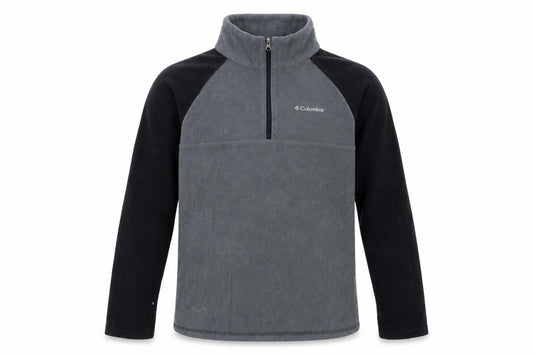 Front view of Columbia boys’ grey fleece quarter zip pullover sweatshirt l 14-15 years