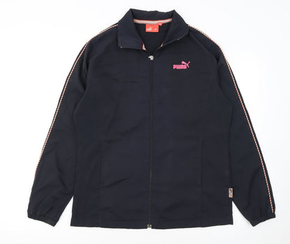 Puma Women's Black Track Jacket M Full Zip Lightweight Sportswear