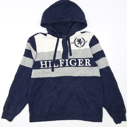 Tommy Hilfiger Men's Blue Striped Pullover Hoodie Size M