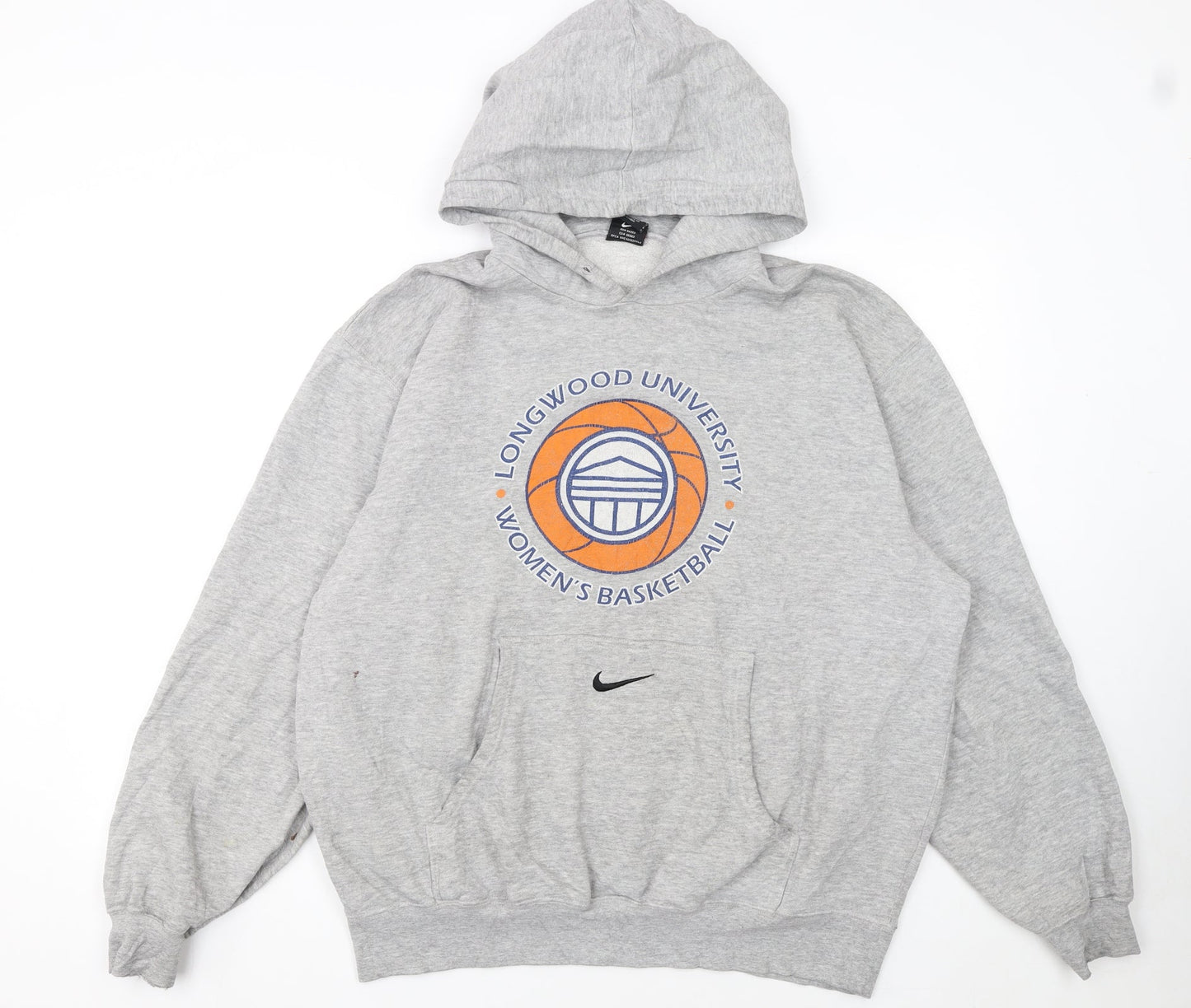 Nike Men's Grey Pullover Hoodie L Graphic Longwood University Basketball