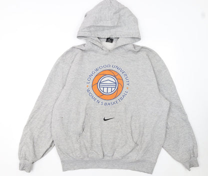 Nike Men's Grey Pullover Hoodie L Graphic Longwood University Basketball