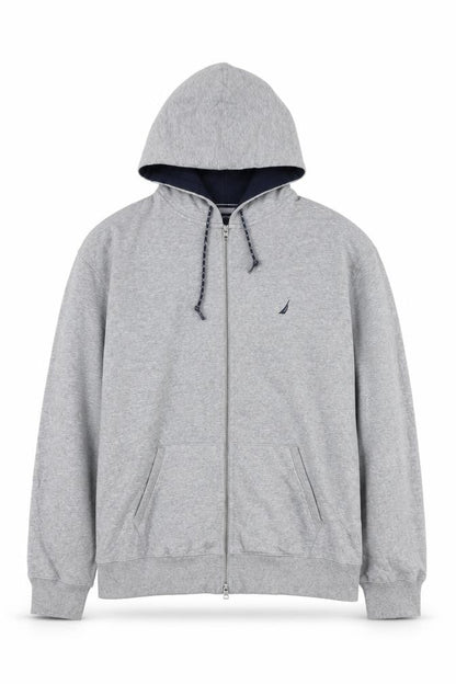 Nautica Men's Grey Full Zip Hoodie XXL Cotton Blend Casual