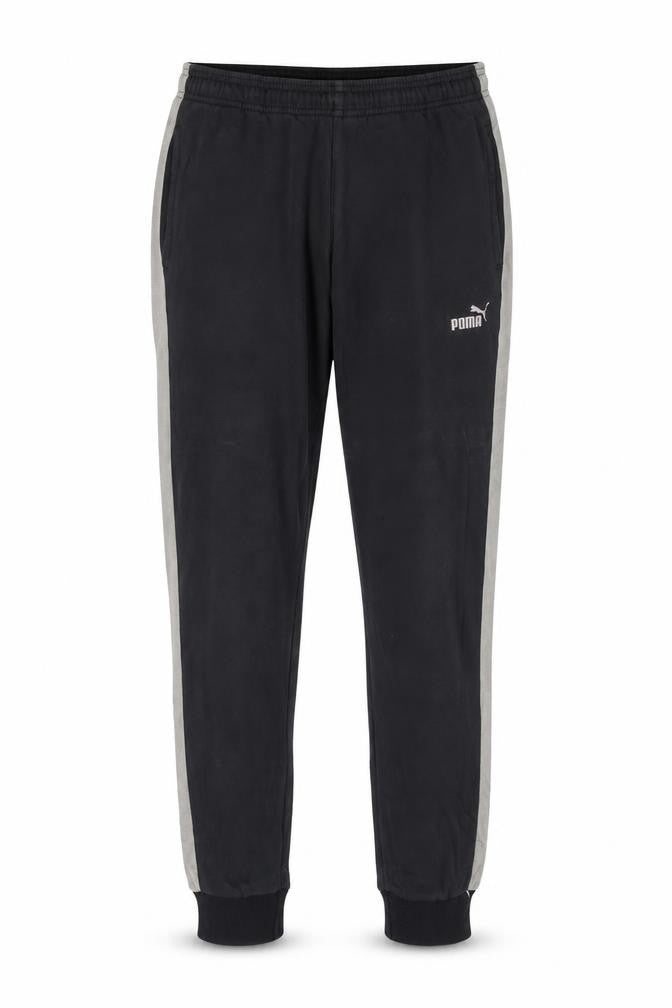 Puma Men's Black Jogger Sweatpants L Grey Side Stripes Casual