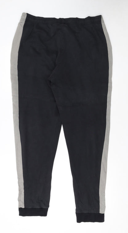 Puma Men's Black Jogger Sweatpants L Grey Side Stripes Casual
