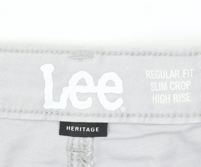 Lee Women’s Grey High Rise Chino Shorts M Regular Fit Heritage