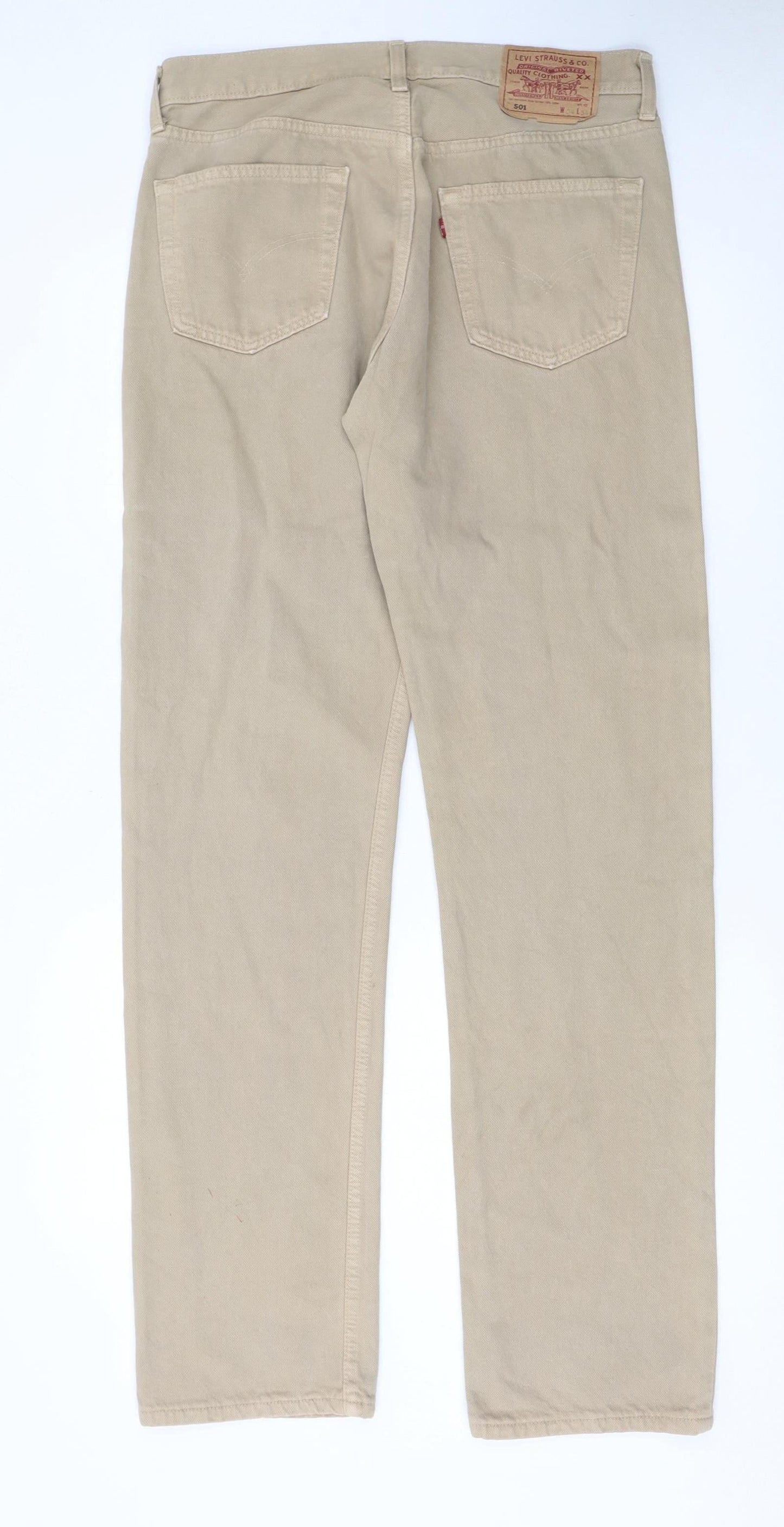 Levi's Men Beige 501 Straight Jeans W34 L34 Denim Regular Fit