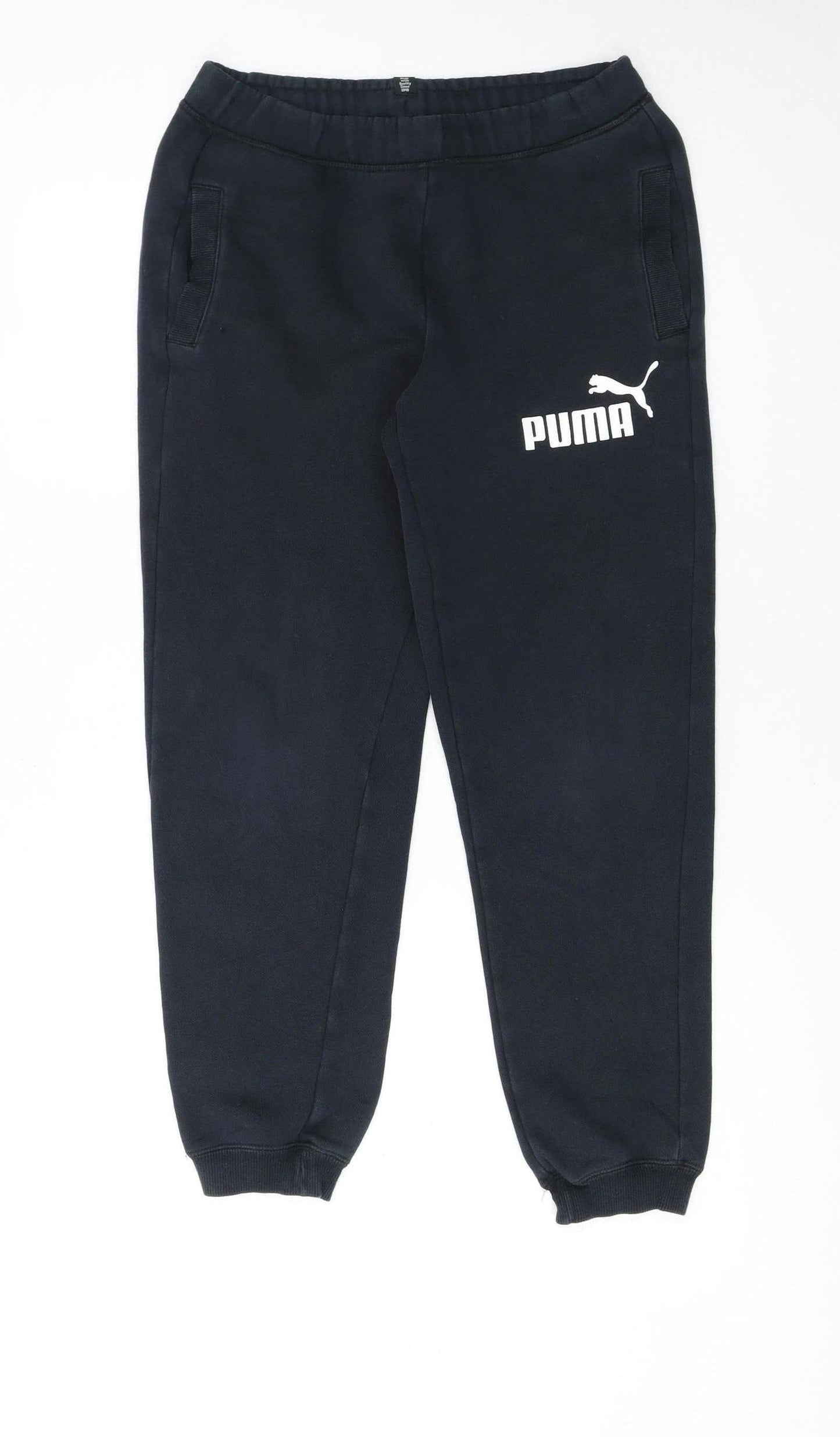 Puma Boys Black Jogger Sweatpants 12 Years Elastic Waist Fleece Trousers
