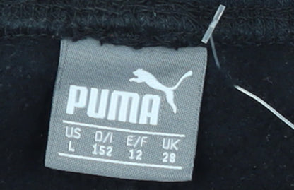 Puma Boys Black Jogger Sweatpants 12 Years Elastic Waist Fleece Trousers