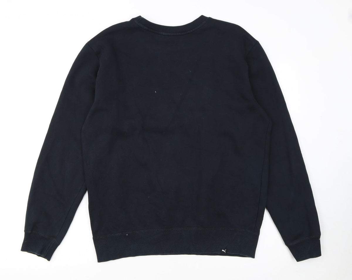 Puma Men's Black Crew Neck Logo Sweatshirt M