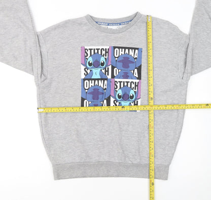 Disney Women Grey Stitch Ohana Sweatshirt Size 10/12 Small