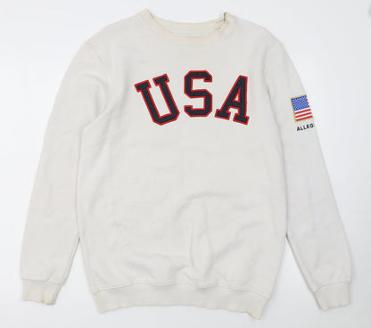 Allegiance Mens White USA Crew Neck Pullover Sweatshirt M