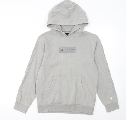 Champion Boys Grey Pullover Hoodie 11-12 Years Logo Fleece Sweatshirt