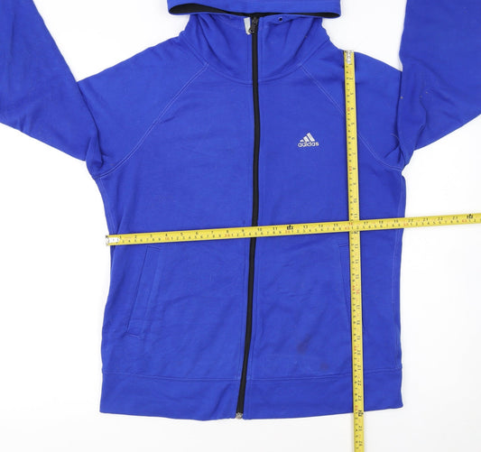 Adidas Womens Blue Climalite Full Zip Hoodie Size 12-14 M