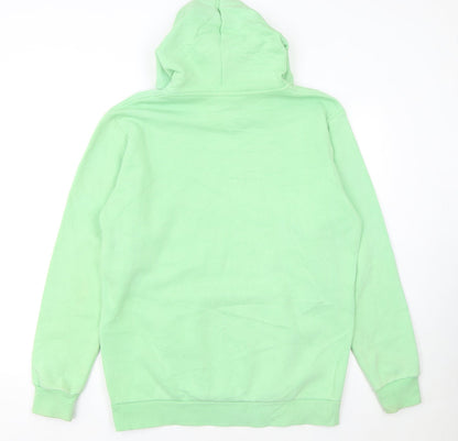 Adidas Mens Green Pullover Hoodie Size M Logo Fleece Sweatshirt