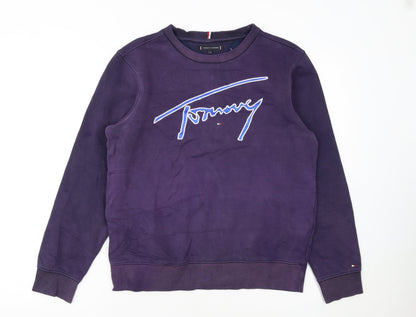 Tommy Hilfiger Girls Purple Crew Neck Pullover Sweatshirt Size 164