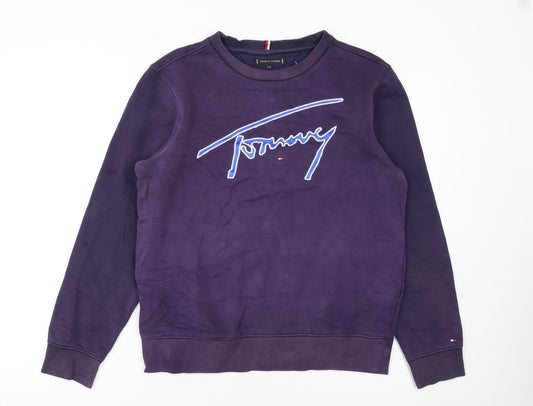 Tommy Hilfiger Girls Purple Crew Neck Pullover Sweatshirt Size 164