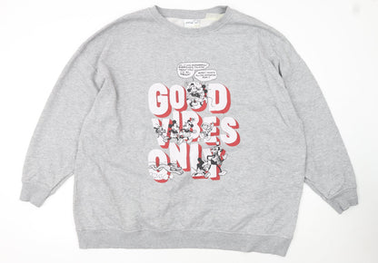 Disney Women Grey XL Sweatshirt Mickey & Friends Good Vibes Only