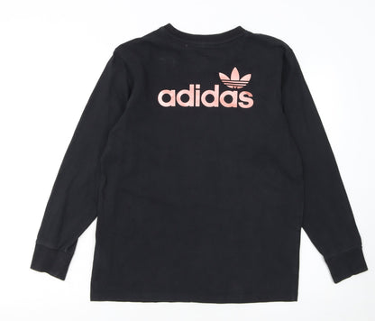 Adidas Women Black Long Sleeve Crew Neck Pullover Sweatshirt UK 10
