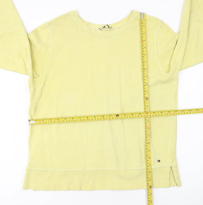 Tommy Hilfiger Women Yellow Cotton Crew Neck Pullover Sweatshirt M