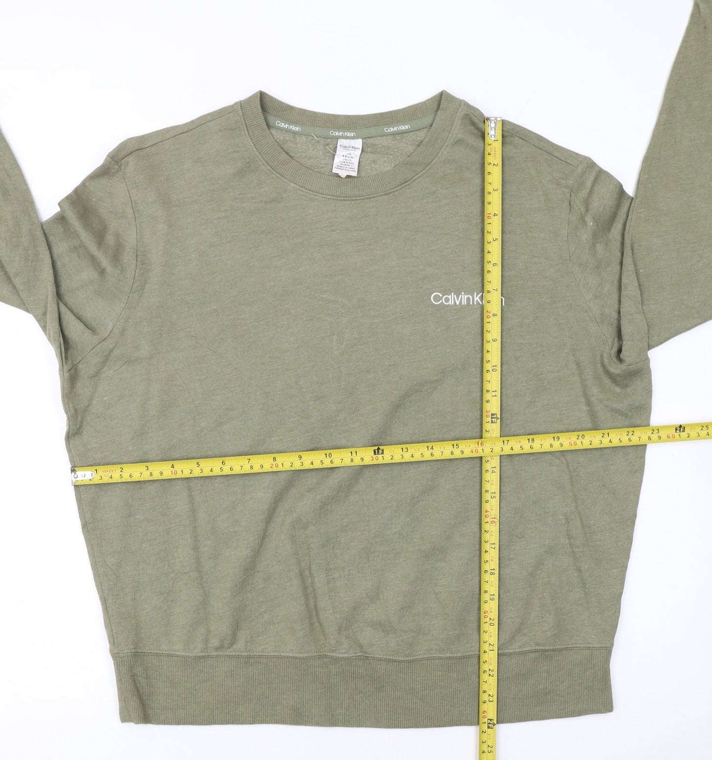 Calvin Klein Women Green Long Sleeve Cotton Modal Pyjama Top Size 12