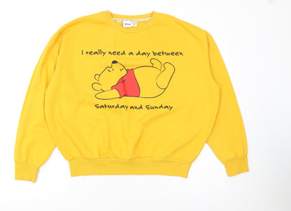 Disney Women Yellow Winnie the Pooh Sweatshirt Size 12/14