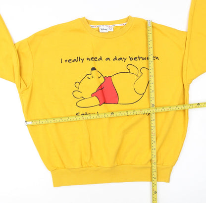 Disney Women Yellow Winnie the Pooh Sweatshirt Size 12/14