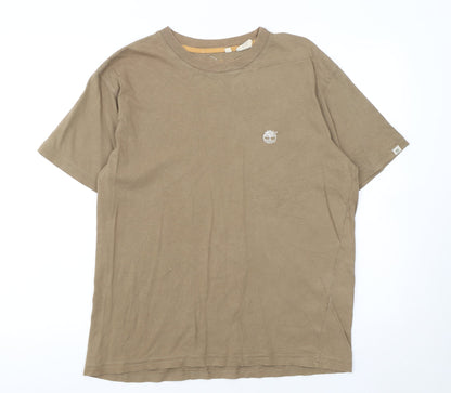 Timberland Men's Beige Cotton Crew Neck T-Shirt Size M