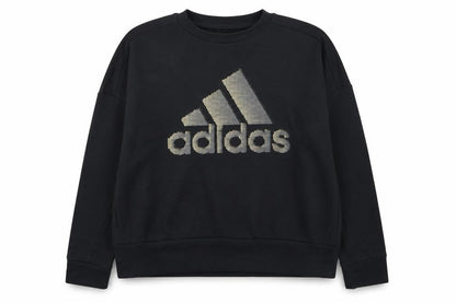 Adidas Womens Black Logo Pullover Sweatshirt L 14-16 Casual