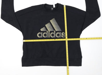Adidas Womens Black Logo Pullover Sweatshirt L 14-16 Casual