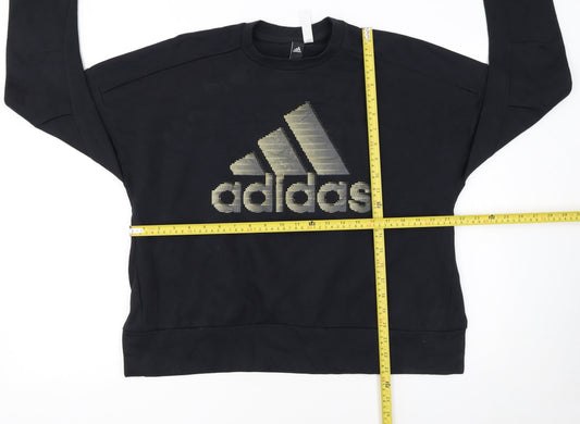 Adidas Womens Black Logo Pullover Sweatshirt L 14-16 Casual