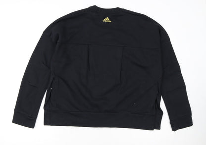 Adidas Womens Black Logo Pullover Sweatshirt L 14-16 Casual